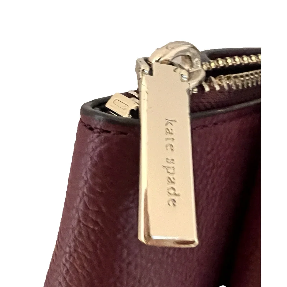 Kate Spade New York Leila Triple Compartment Handbag Tote Cherrywood Pebbled NEW